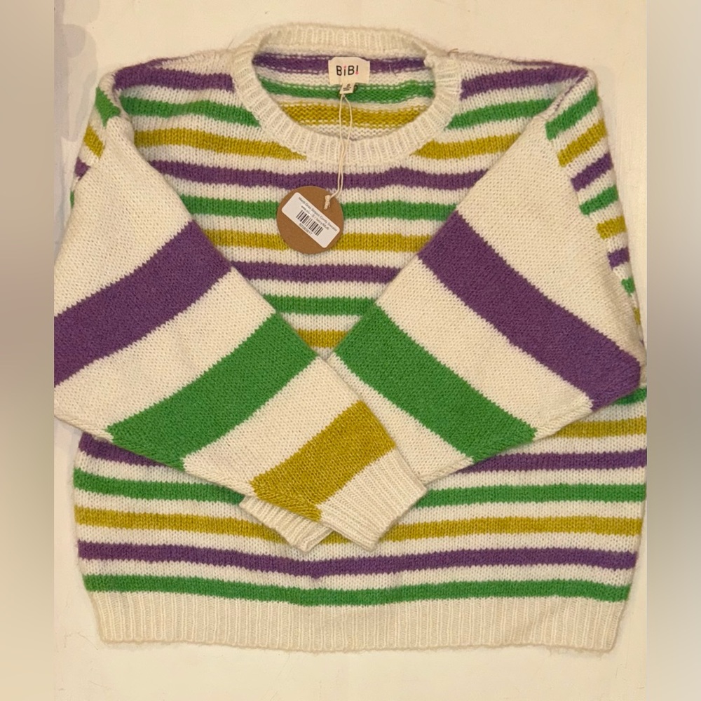 Bibi Mardi Gras Sweater in Size S NWT!!!
